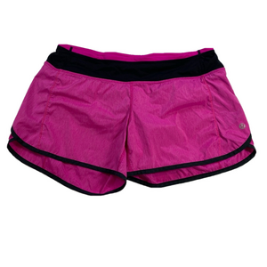 Lululemon Lined Women’s Shorts  Size 6 Pink &Black Running Hidden Pocket